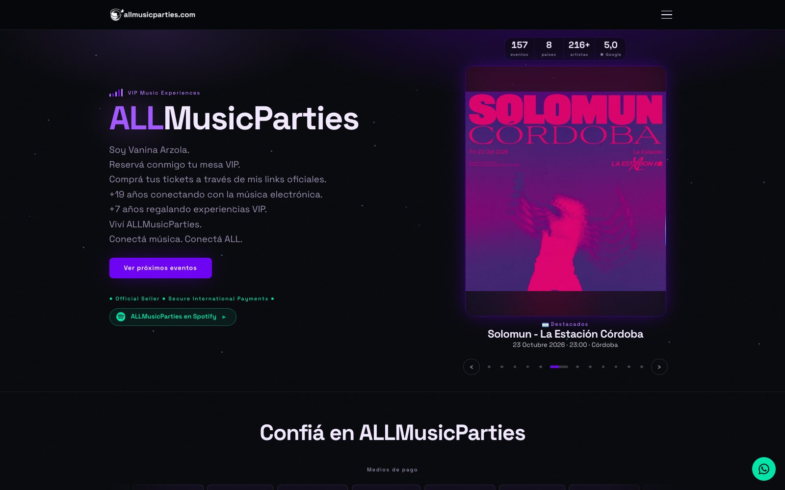All Music Parties on desktop